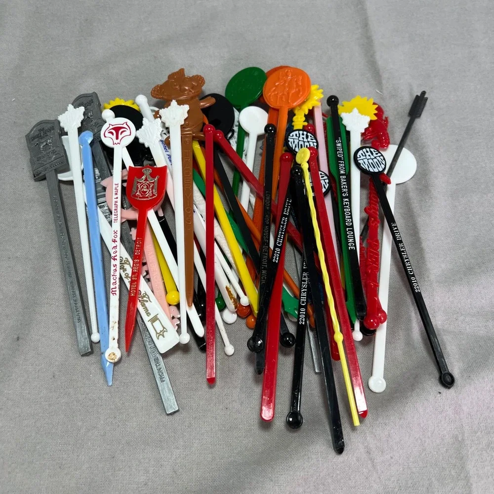 Vintage Swizzle Stick Lot 50+ Travel Hotels Bars White House Disney Trader Vic's